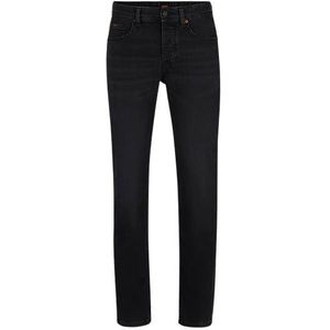 Tapered-fit jeans van zwart superstretchdenim