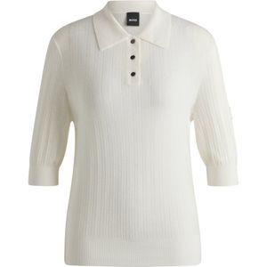 Geribbeld gebreide polo met oversized kraag voor ruitersport