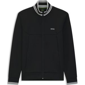 Sweatshirt van een katoenmix met ritssluiting en gestreepte details
