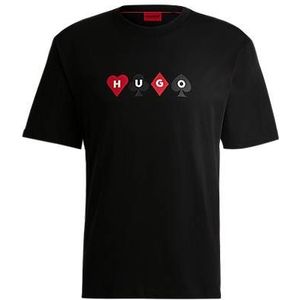 T-shirt van katoenen jersey met logo in kaartsymbolen