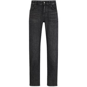 Regular-fit jeans van grijs denim met mechanische stretch