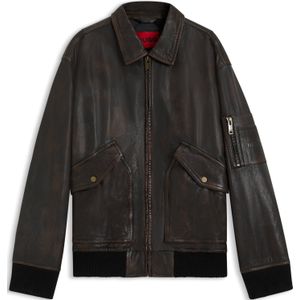 Regular-fit jack van behandeld leer