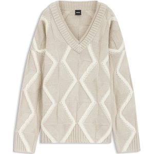 Relaxed-fit trui van scheerwol in een kabelbreisel