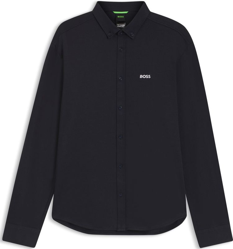 Regular-fit overhemd van kreukbestendige katoenjersey