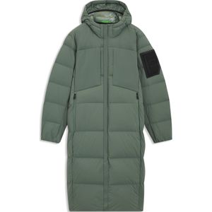 Lange donsjas van waterafstotend stretchmateriaal