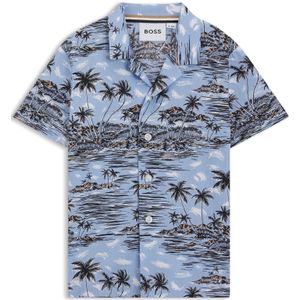 Regular-fit kinderoverhemd in katoenen popeline met tropische print