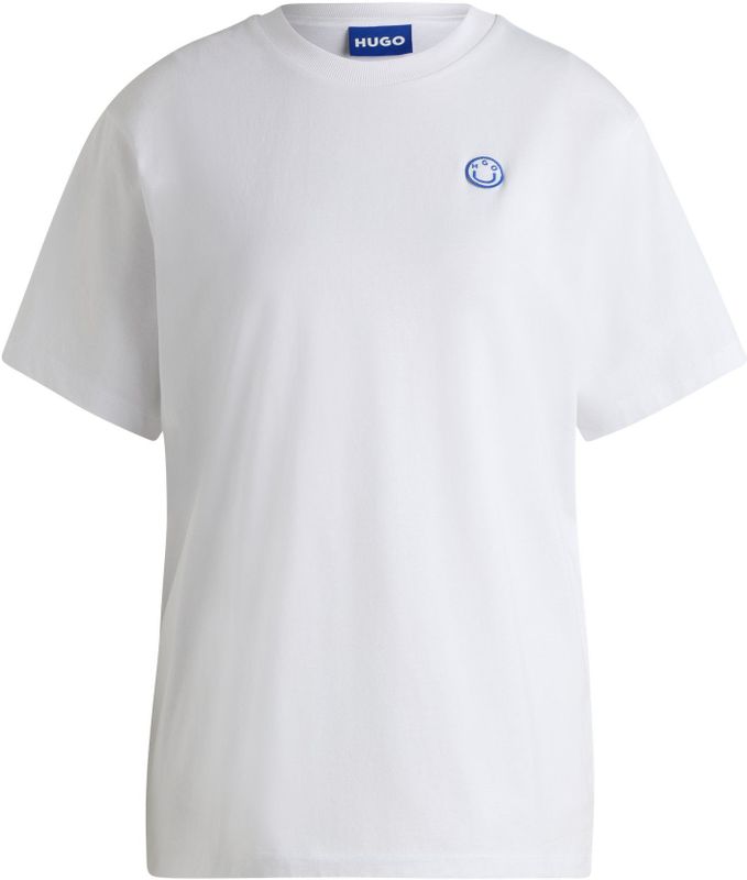 HUGO - T-shirt - Zacht Jersey - Relaxed-Fit - Happy HUGO-Logopatch