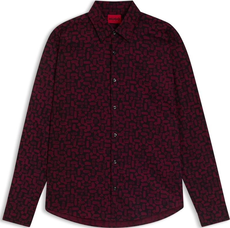HUGO - Slim-fit Overhemd - Katoenen Popeline - Met Print