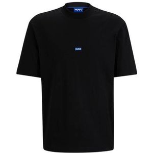 T-shirt van katoenen jersey met blauwe logopatch