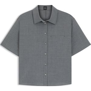 BOSS - Blouse - Gemêleerde Scheerwol - Korter