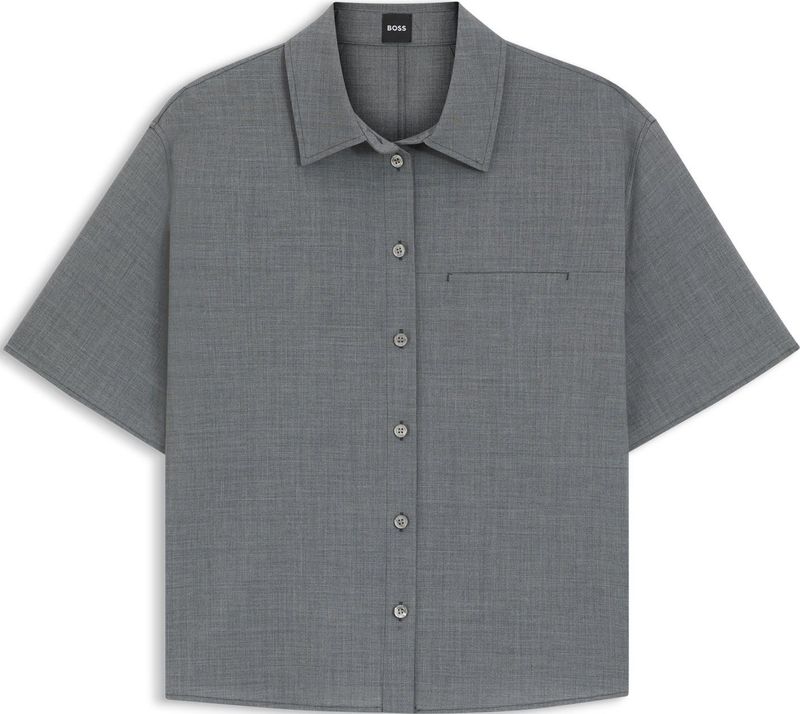 BOSS - Blouse - Gemêleerde Scheerwol - Korter