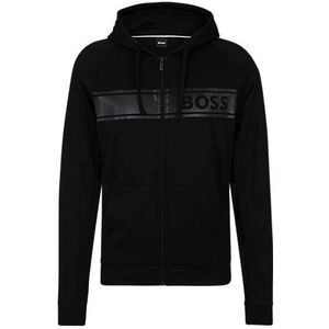 Hoodie van katoenen badstof met rits en ton-sur-ton logoprint