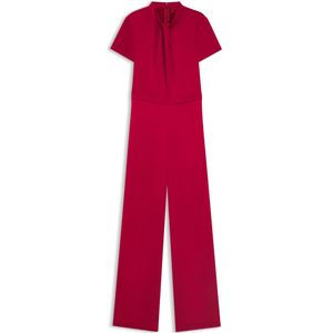 Regular-fit satijnen jumpsuit met gedrapeerde hals