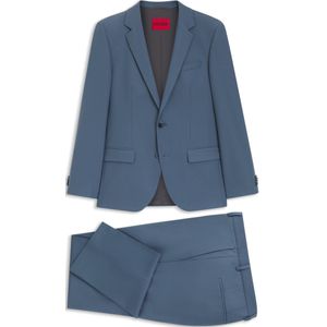 Tweedelig slim-fit pak van een wolmix popeline