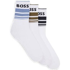 Set van drie paar korte sokken met strepen en logo’s