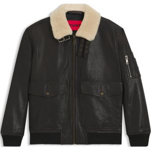 HUGO - Loran - Pilotenjack - Zwart - Leer