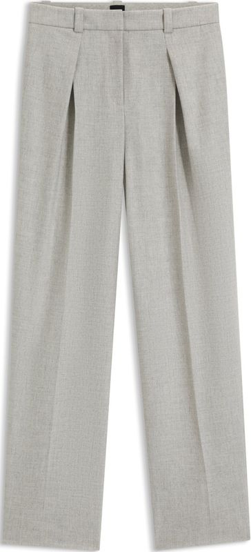 BOSS - Broek met Rechte Pijpen - Gemêleerd Stretchflanel