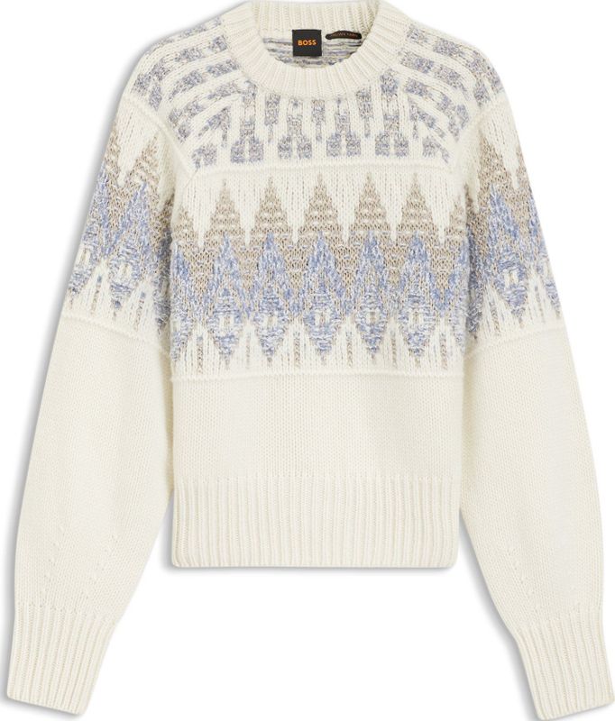 Trui van een wolmix met geometrisch jacquard-artwork