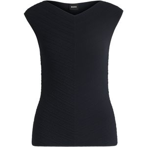 Top met V-hals en gebreide structuur