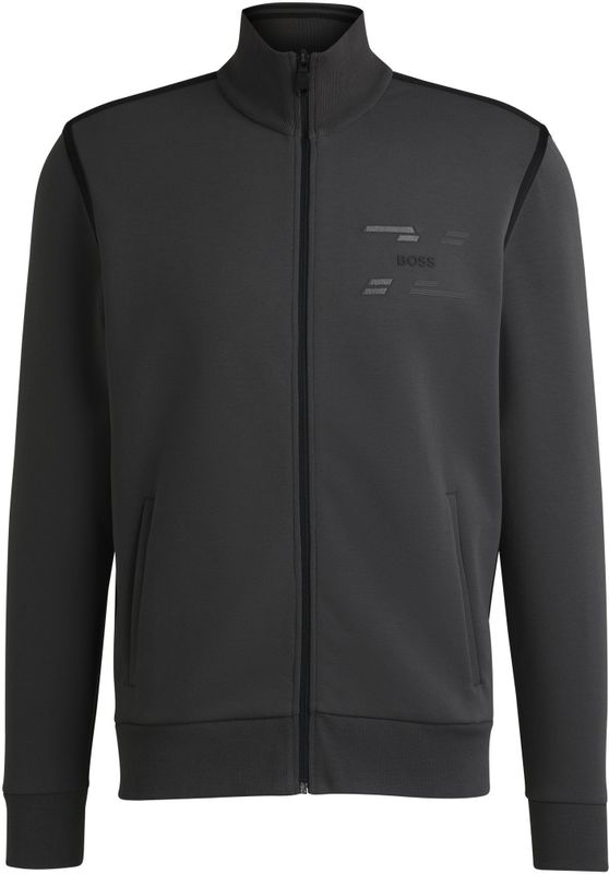 BOSS - Sweatshirt - Zwart - Katoenmix - Ritssluiting