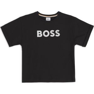 T-shirt voor kinderen van stretchkatoen met logo in metallic look