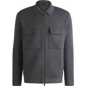 Regular-fit vest met rits van scheerwol