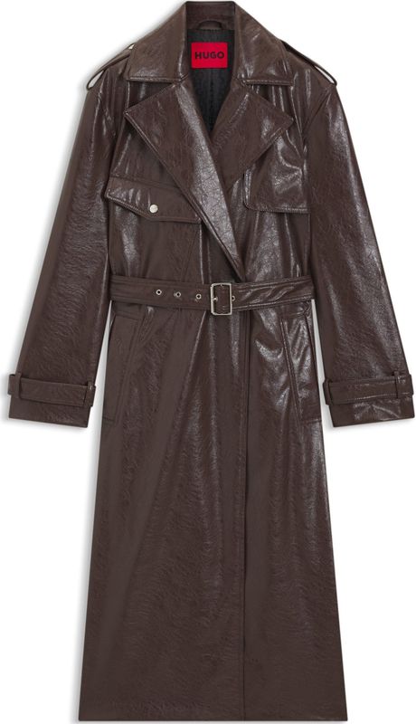 HUGO - Lange Trenchcoat - Imitatieleer - Relaxed-fit