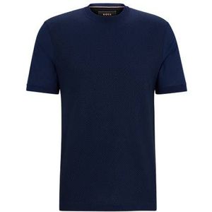 Regular-fit T-shirt van katoen en zijde in een combinatie van structuren
