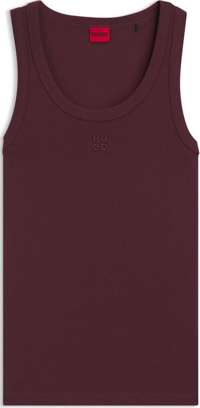 Geribde tanktop van een katoenmix met tweedelig logostiksel