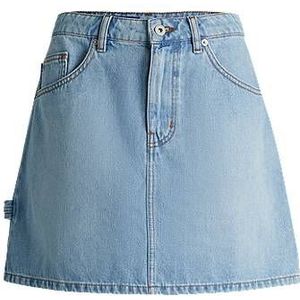 Blauwe minirok van stevig denim met hamerlus