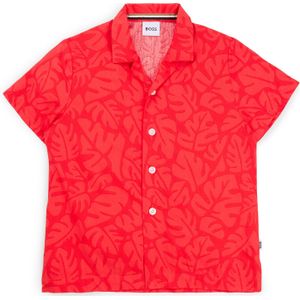 Regular-fit katoenen overhemd met bladprint voor kinderen