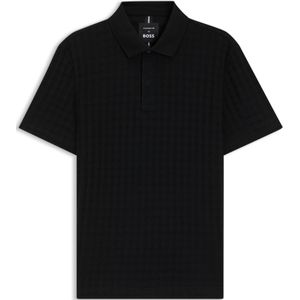 Porsche x BOSS-polo van gemerceriseerde katoen met pied-de-poule-jacquard