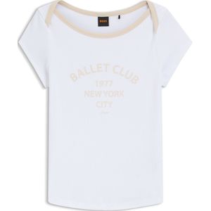 Slim-fit T-shirt van stretchkatoen met ballet-opschrift