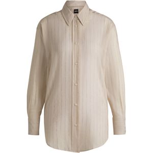 Regular-fit blouse van een gestreepte katoenmix