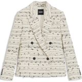 Regular-fit gestreepte tweed blazer van een katoenmix