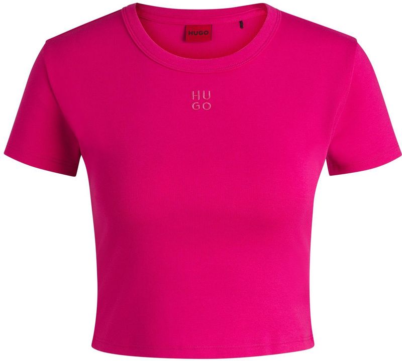 HUGO - Slim-fit T-shirt - Katoenmix - Zwart - Tweedelig Logostiksel