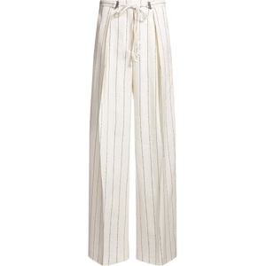 Loose-fit pantalon in gestreepte bouclé van een linnenmix