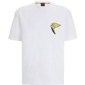 T-shirt van katoenen jersey met race-geïnspireerde logopatch