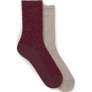 Set van twee paar sokken in standaardlengte met luipaarddetails