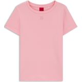 HUGO - Deloris - T-shirt - Pastelroze - Jersey, Ronde Hals, Kwartmouw