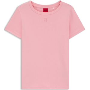 HUGO - Deloris - T-shirt - Pastelroze - Jersey, Ronde Hals, Kwartmouw
