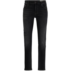 Slim-fit jeans van zwart soft-motion denim