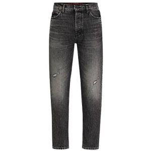 Tapered-fit jeans van stevig zwart denim