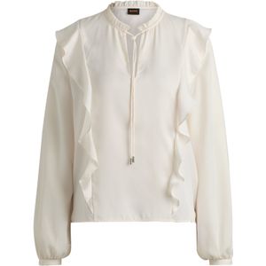 Regular-fit blouse met trekkoord aan de halslijn en ruches