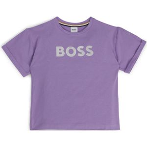 T-shirt voor kinderen van stretchkatoen met logo in metallic look