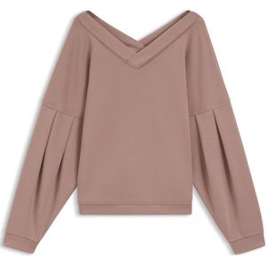 Sweatshirt met V-hals en ballonmouwen