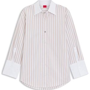 Gestreepte blouse van katoenen popeline met contrastdetails