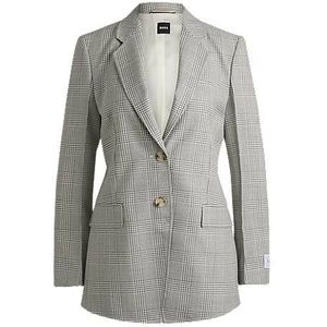 Regular-fit blazer van geruite scheerwollen crêpe