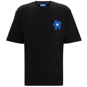 T-shirt van katoenen jersey met gebloemd logo-artwork
