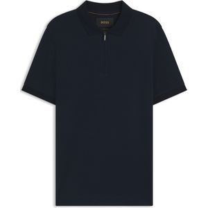 Jacquard polo met ritskraag van gemerceriseerde katoen en zijde